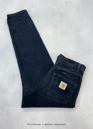 Pantalon Carhartt wip Noir Bleuté velours côtelés modèle Newel Pant Corduroy - Taille S w27 #1333, brand: Carhartt, condition: Very good, size: W27, €49.00, €52.15 includes Buyer Protection Pro