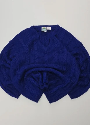 Sweater Vintage 90s Retro Cable Wool Blend Knit V-Neck Cozy Oversize Blue, marca: Vintage Dressing, estado: Muy bueno, tamaño: L, 34,90 €, 37,35 € Protección al comprador incluida