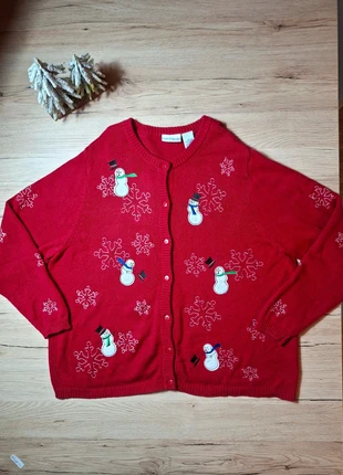 Gilet pull moche Noël christmas maille rouge brodé knit handmade snowman flocons hiver #noel44, marque: Vintage Dressing, état: Très bon état, taille: XXL / 44 / 16, 28,00 €, 30,10 € Protection acheteurs incluse