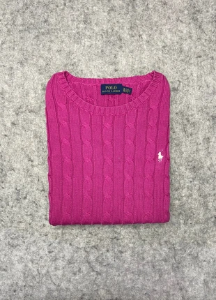 Pull Ralph Lauren torsade 100% coton couleur fuchsia logo brodé blanc - S, marque: Ralph Lauren, état: Très bon état, taille: S / 36 / 8, 40,00 €, 42,70 € Protection acheteurs incluse