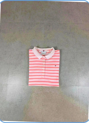 Polo rayé femme rose Tommy Hilfiger - taille L - très bon état, merk: Tommy Hilfiger, staat: Heel goed, maat: L / 40 / 12, € 10,00, € 11,20 inclusief Kopersbescherming