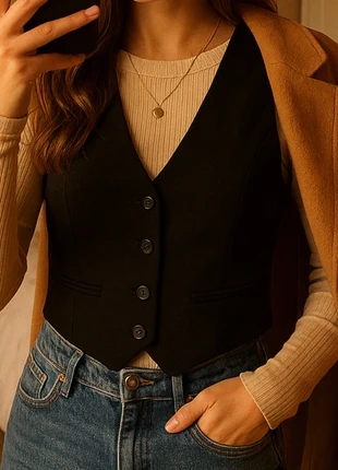 ZARA Tailored Crop Vest – Black 🔺, marque: Zara, état: Très bon état, taille: M / 38 / 10, 17,90 €, 19,50 € Protection acheteurs incluse