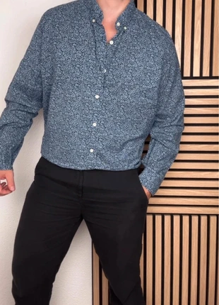 Chemise Gap Homme XL Bleu à Fleurs Manches Longues – Coupe Untucked 100% Coton, brand: GAP, condition: Very good, size: XL, €14.00, €15.40 includes Buyer Protection Pro