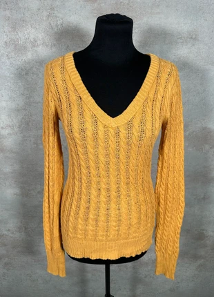Pull Maille Torsadée Cable Knit Vintage Arizona jaune moutarde texturé taille S, merk: Vintage Dressing, staat: Heel goed, maat: S / 36 / 8, € 15,00, € 16,45 inclusief Kopersbescherming Pro