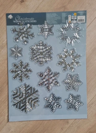Zilveren sneeuwvlok raamstickers – herbruikbaar & statisch, merk: Merry Christmas, staat: Heel goed, € 2,50, € 3,33 inclusief Kopersbescherming