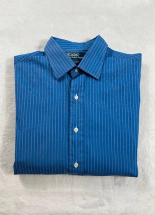 Chemise manches longues à rayures custom fit Ralph Lauren - Taille L Homme - Bleu rayures blanches, brand: Ralph Lauren, condition: Good, size: L, €7.00, €8.05 includes Buyer Protection