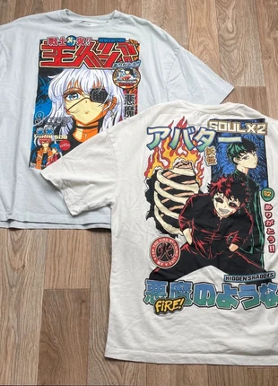 Lot 2 T-shirts Manga Anime Bershka - Style Japonais Waifu & Demon - Streetwear Oversize, marque: Bershka, état: Très bon état, taille: S, 17,00 €, 18,55 € Protection acheteurs incluse