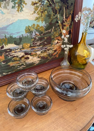 Saladier et coupes à fruits ArtDeco - verre fumé, marque: ArtDeco, état: Très bon état, 42,00 €, 44,80 € Protection acheteurs incluse