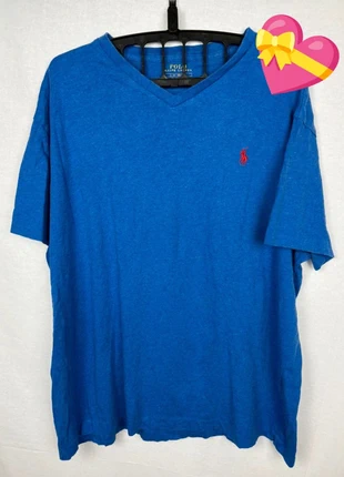 T-shirt Ralph Lauren logo Bleu/Rouge brodé taille L Col V, brand: Ralph Lauren, condition: Good, size: L, €6.90, €7.95 includes Buyer Protection