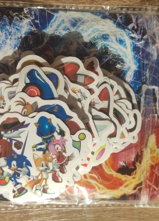 Sonic - 50 stickers autocollants gommettes pegatinas, merk: Sonic the Hedgehog, staat: Nieuw met prijskaartje, maat: Universeel, € 3,00, € 3,85 inclusief Kopersbescherming