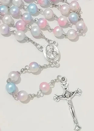 rosaire chapelet ollier Chaine Pendentif perles nacrées pastel multicolore femme cadeau baptême, brand: Chapelet, condition: Very good, €8.97, €10.12 includes Buyer Protection