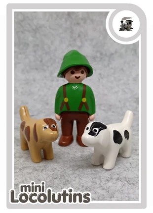 🚂 Playmobil 1 2 3 fermier figurine deux chiens, merk: Playmobil 1.2.3, staat: Heel goed, maat: Universeel, € 2,00, € 2,80 inclusief Kopersbescherming Pro