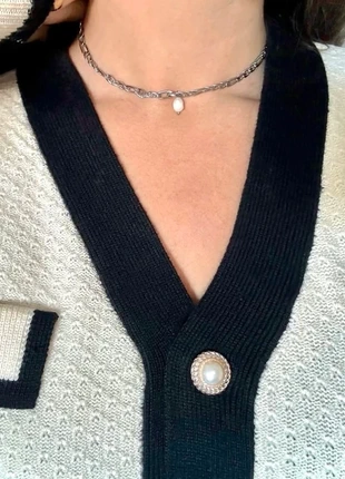 Collier argenté avec perle en acier inoxydable, brand: ZAG, condition: New with tags, €8.00, €9.10 includes Buyer Protection