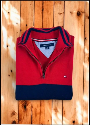 Pull 1/4 Zip, Halfzip Tommy Hilfiger Bleu marine,Rouge/ Col camionneur / Logo brodé / Taille S Homme, brand: Tommy Hilfiger, condizioni: Ottime, taglia: S, €35.00, €37.45 include la Protezione acquisti Pro