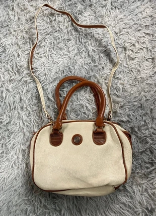 Sac vintage MSL bicolore cuir grainé crème et marron style 80s, brand: Vintage Dressing, condition: Very good, €23.00, €24.85 includes Buyer Protection