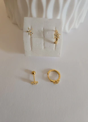 Composition de boucles d’oreilles dorées en acier inoxydable ,Créoles, piercings, brand: Boutique Parisienne, condition: Very good, €20.00, €21.70 includes Buyer Protection Pro