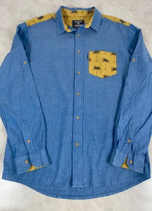 Chemise Grand Scheme bleue – détails palmiers jaunes – coton premium – taille M homme Code 030N, marque: Grand scheme, état: Très bon état, taille: M, 19,00 €, 20,65 € Protection acheteurs (Pro) incluse