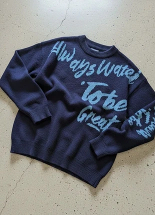 Pull bleu marine lettrage oversize casual street, brand: Blue Drift Atelier, condition: Very good, size: M, €59.90, €63.60 includes Buyer Protection