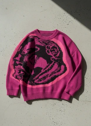 Pull oversize rose fuchsia à motif tête graphique – style streetwear, zustand: Sehr gut, größe: M / 38 / 10, 49,90 €, 53,10 € inklusive Vinted-Käuferschutz