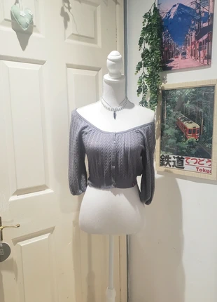 Cardigan court femme vintage y2k année 90,2000 coquette col bateaux gris manches courtes, brand: Vintage Dressing, condizioni: Ottime, taglia: XS / IT 38 / EU 34, €10.00, €11.20 include la Protezione acquisti