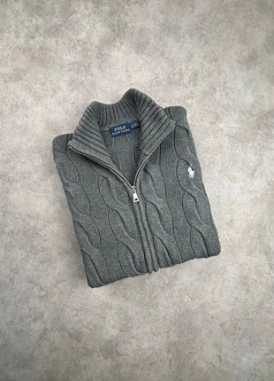 Pull zippé torsadé Ralph Lauren gris logo brodé blanc - taille L femme, marque: Ralph Lauren, état: Très bon état, taille: L / 40 / 12, 64,90 €, 68,85 € Protection acheteurs (Pro) incluse