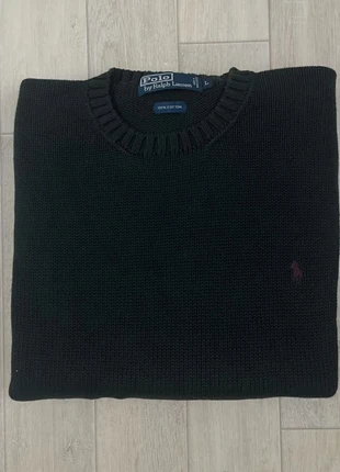 Pull Ralph Lauren col rond maille logo brodé couleur noir signe bordeaux taille L, marque: Ralph Lauren, état: Très bon état, taille: L, 42,00 €, 44,80 € Protection acheteurs incluse