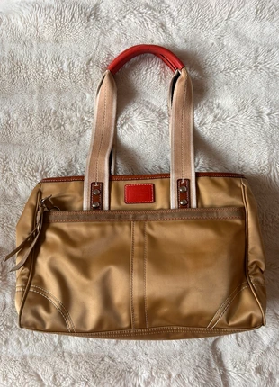 Coach Legacy Gold Nylon Shoulder Bag with Red Leather Trim, brand: Coach, condition: Good, £28.00, £30.10 includes Buyer Protection