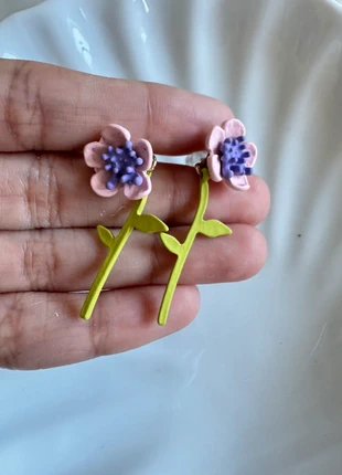 Pastel Flower & Stem Dangle Earrings, condition: New without tags, £6.50, £7.53 includes Buyer Protection Pro
