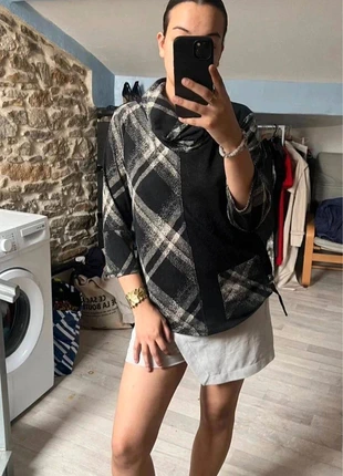 Pull a motif carreaux asymétrique noir beige vintage taille L, brand: Vintage Dressing, condizioni: Ottime, taglia: L / IT 44 / EU 40, €6.00, €7.00 include la Protezione acquisti Pro