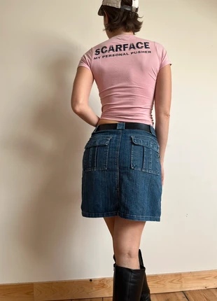 Vintage blue denim mini skirt with pockets on the back y2k, marque: Vintage Dressing, état: Neuf sans étiquette, taille: M / 38 / 10, 22,00 €, 23,80 € Protection acheteurs incluse