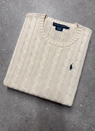 Torsadé Ralph Lauren brodé crème beige hiver pull col rond sweat cable knit V-PR5, marca: Ralph Lauren, estado: Muito bom, tamanho: M, €49.90, €53.10 inclui Proteção do Comprador Pro