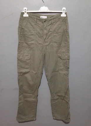Pantalon cargo Zara - Kaki - Taille 36 (ref276), marque: Zara, état: Très bon état, taille: S / 36 / 8, 7,90 €, 9,00 € Protection acheteurs incluse