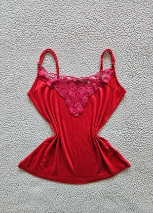 Joli débardeur rouge près du corps décolleté à dentelle en transparence vintage y2k - Taille M/38, brand: COQUETTE, condizioni: Ottime, taglia: M / IT 42 / EU 38, €8.00, €9.10 include la Protezione acquisti