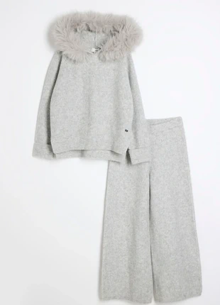 Girls grey 100% Cotton Rib Hoodies And Joggers Set 2 pieces *new*, brand: River Island, condition: New without tags, size: 10 years / 140 cm, £25.00, £27.30 includes Buyer Protection