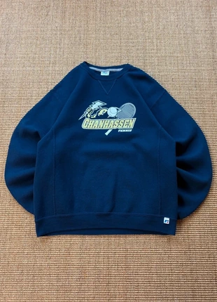 Pull crewneck Russell Athletic bleu marine Chanhassen Tennis print USA 2000s M mixte #0320, brand: Russell Athletic, condizioni: Ottime, taglia: M, €29.10, €31.26 include la Protezione acquisti Pro