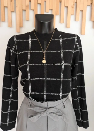 Pull à carreaux noir et blanc col rond H&M taille M, brand: H&M, condition: Very good, size: M / 38 / 10, €10.00, €11.20 includes Buyer Protection Pro