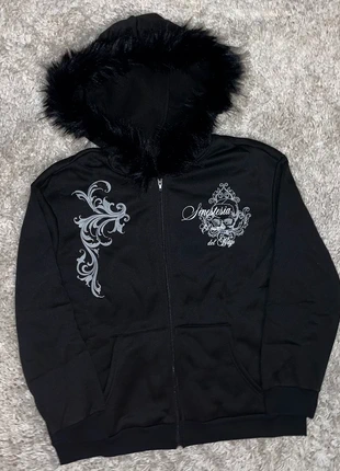 Veste zip noir capuche tribal furr taille s, marque: y2k, état: Très bon état, taille: S, 49,90 €, 53,10 € Protection acheteurs (Pro) incluse