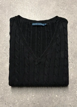 Torsadé Ralph Lauren noir pull col V femme brodé sweat cable knit PR4-40, marque: Ralph Lauren, état: Très bon état, taille: L / 40 / 12, 49,90 €, 53,10 € Protection acheteurs (Pro) incluse