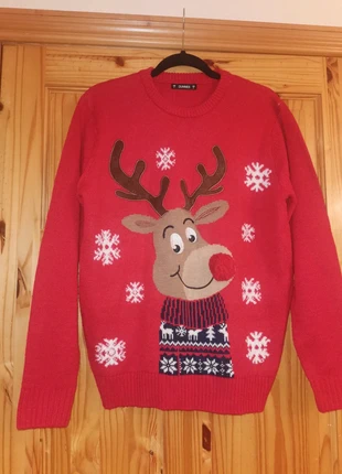 Dunnes Stores Oversized red reindeer Christmas jumper – size S (EU 2 / chest 35–37in), brand: Dunnes Stores, condition: Very good, size: S / 36 / 8, €6.99, €8.04 includes Buyer Protection