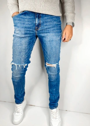 Jean bleu troué à rayures Asos W34, marque: ASOS, état: Très bon état, taille: XL, 15,00 €, 16,45 € Protection acheteurs (Pro) incluse