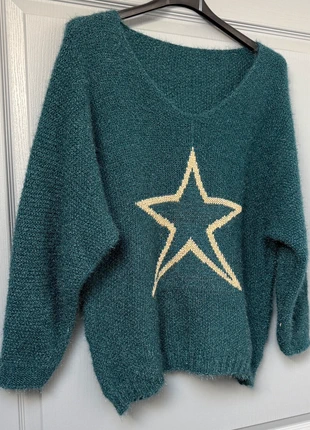 Pull femme mohair bleu vert canard M/L étoile, marque: mohair bien, état: Très bon état, taille: L / 40 / 12, 24,00 €, 25,90 € Protection acheteurs (Pro) incluse