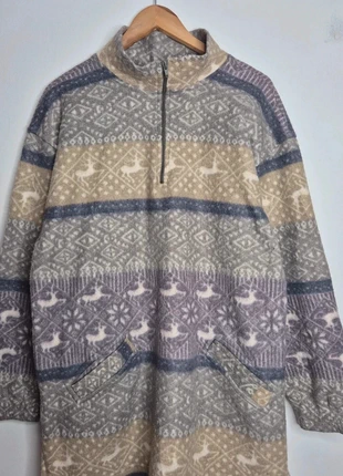 Vintage 90s Fair Isle Reindeer Half-Zip Fleece – 27” P2P / 32” L, brand: other, condition: Good, size: L, £9.99, £11.19 includes Buyer Protection