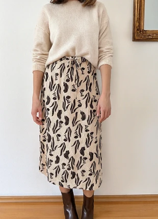 Comma Midirock NEU Elastischer Bund mit Schnürung Viskose Crêpe-Rock Schlitz, marque: Comma, état: Neuf sans étiquette, taille: S / 36 / 8, 19,90 €, 21,60 € Protection acheteurs incluse