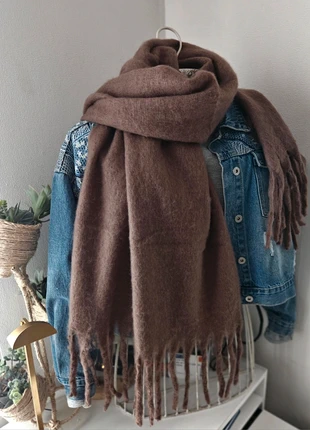 Écharpe marron XL grosses franges extra chaude douce en viscose neuve, marque: Collection, état: Neuf sans étiquette, 10,00 €, 11,20 € Protection acheteurs (Pro) incluse