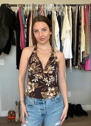 Victoria’s Secret Y2K Floral Halter Swim Top, brand: Victoria's Secret, condition: Very good, size: 8 / M, $30.00, $32.20 includes Buyer Protection