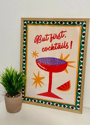 Affiche décorative 30×40cm motif cocktail coloré cuisine aesthetic pinterest tendance cadeau Noël, merk: Tendance, staat: Nieuw met prijskaartje, € 12,00, € 13,30 inclusief Kopersbescherming