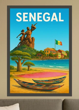 Affiche illustration « Sénégal », état: Neuf sans étiquette, 6,00 €, 7,00 € Protection acheteurs (Pro) incluse