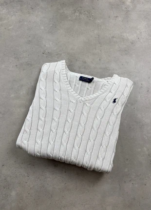 Pull Ralph Lauren torsadé couleur blanc, col V taille S très bon état, marque: Ralph Lauren, état: Très bon état, taille: S / 36 / 8, 65,90 €, 69,90 € Protection acheteurs incluse