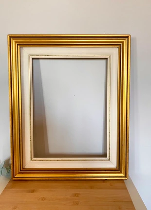 🌿 Grand cadre en bois doré & blanc, brand: Vintage, condition: Good, €13.00, €14.35 includes Buyer Protection Pro