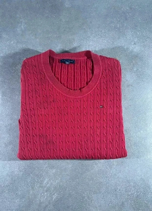Pull à maille torsadé col rond Tommy Hilfiger rouge - Taille S, merk: Tommy Hilfiger, staat: Veelgebruikt, maat: S / 36 / 8, € 2,99, € 3,84 inclusief Kopersbescherming